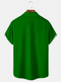 St. Patrick's Day Shamrock Print Men's Button Pocket Short Sleeve Shirt Big & Tall