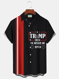 Retro Bowling Letters Fun 3D Digital Print Men's Button Pocket Short Sleeve Shirt