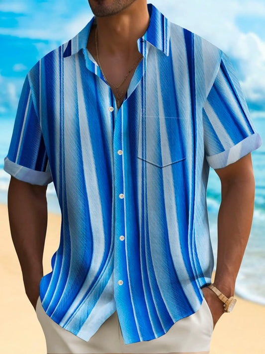 Summer Tropical Men's Button Pocket Short Sleeve Shirt
