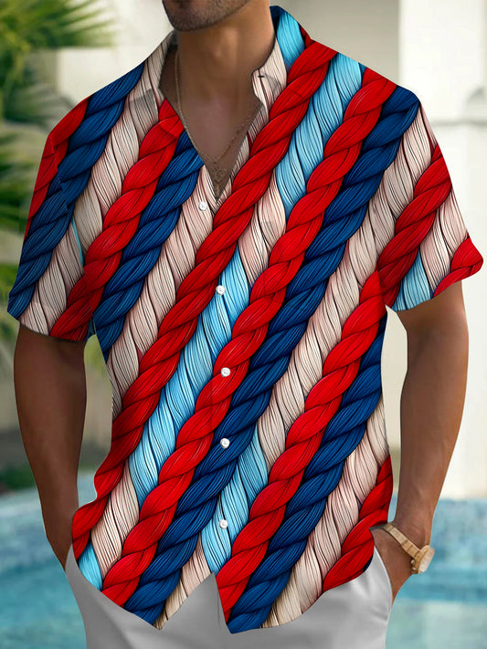 Summer Tropical Men's Button Pocket Short Sleeve Shirt