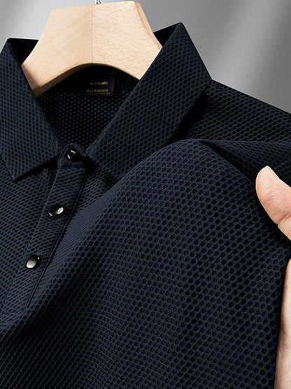 Waffle Quick-Drying Moisture-Wicking Fabric Short-Sleeved POLO Shirt for Men Big & Tall