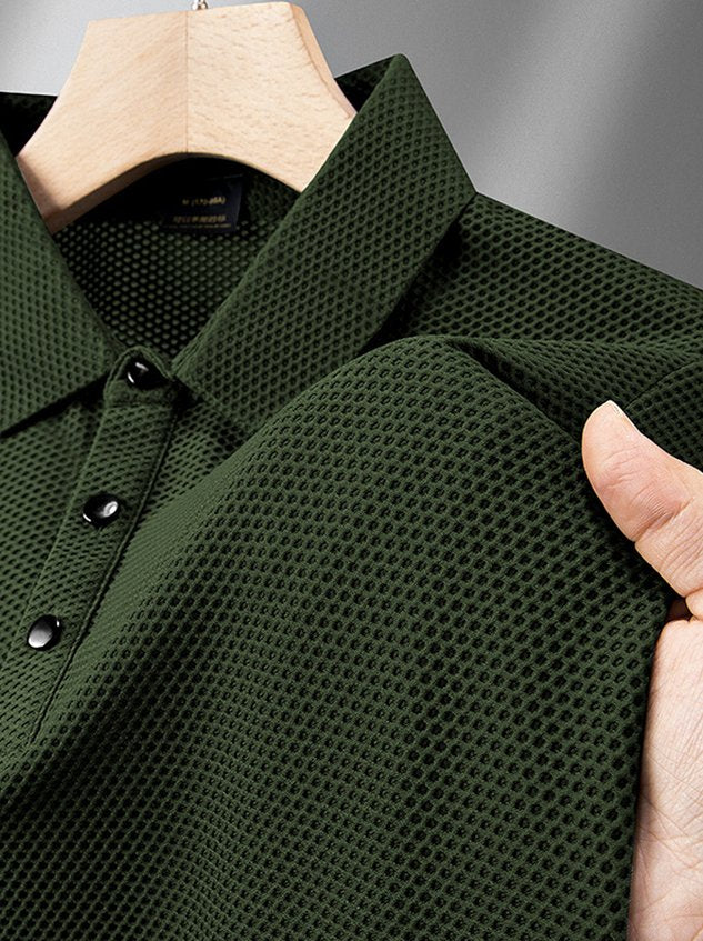 Waffle Quick-Drying Moisture-Wicking Fabric Short-Sleeved POLO Shirt for Men Big & Tall