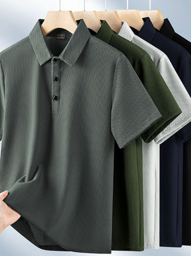 Waffle Quick-Drying Moisture-Wicking Fabric Short-Sleeved POLO Shirt for Men Big & Tall