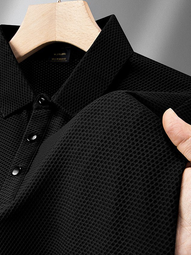Waffle Quick-Drying Moisture-Wicking Fabric Short-Sleeved POLO Shirt for Men Big & Tall