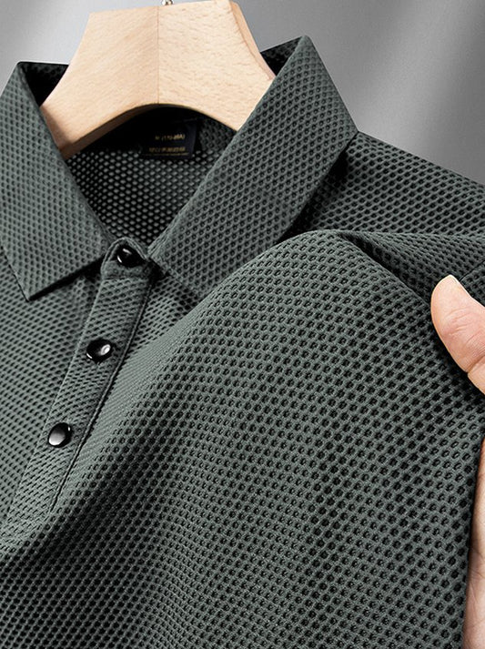 Waffle Quick-Drying Moisture-Wicking Fabric Short-Sleeved POLO Shirt for Men Big & Tall
