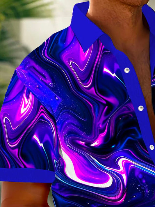 Vintage Gradient Art Print Men's Button Pocket Short Sleeve Hawaiian Shirt Big & Tall