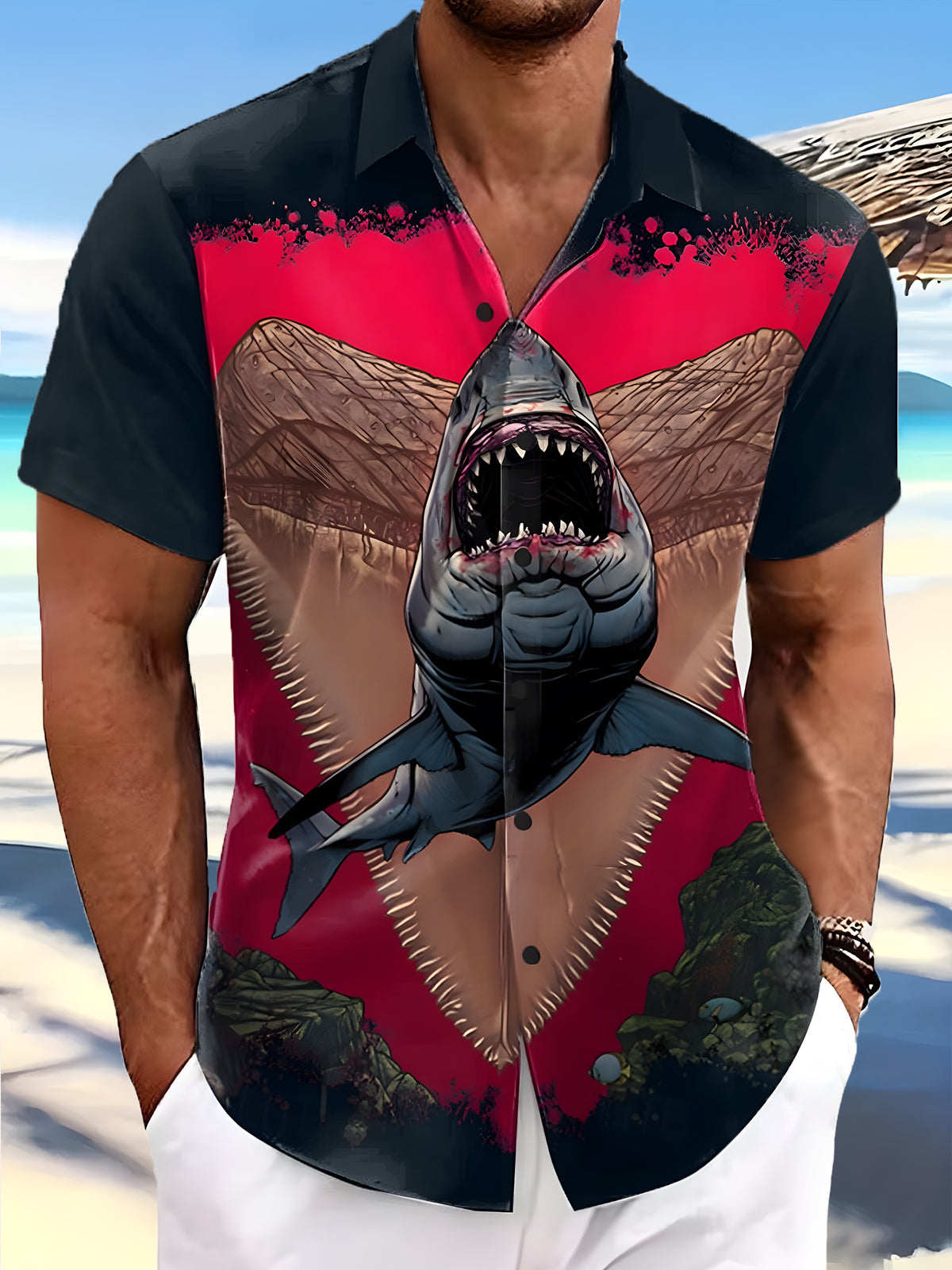 Casual Retro Men's Button Pocket Short Sleeve Shirt