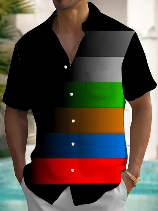 Summer Tropical Men's Button Pocket Short Sleeve Shirt