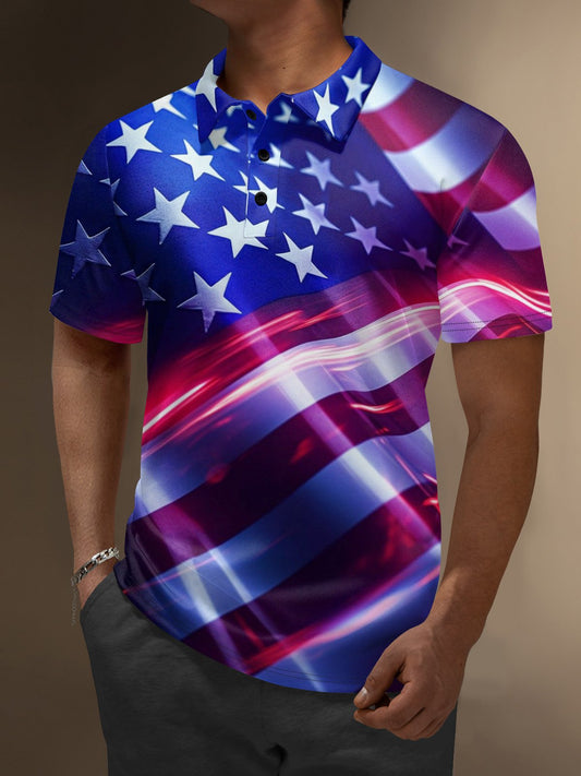 American Flag Day Golf Polo Shirt