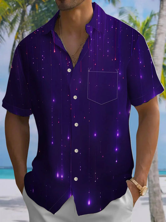 Summer Tropical Men's Button Pocket Short Sleeve Shirt