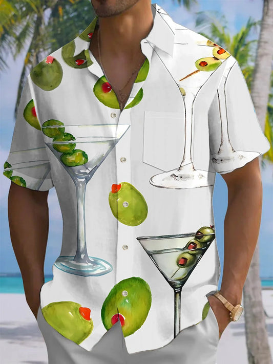 Summer Tropical Men's Button Pocket Short Sleeve Shirt