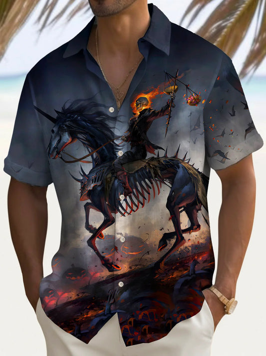 Summer Tropical Men's Button Pocket Short Sleeve Shirt