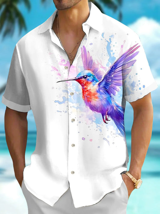 Summer Tropical Men's Button Pocket Short Sleeve Shirt