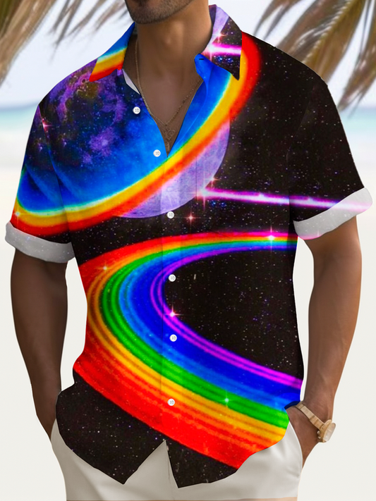 Vintage Pride Month Art Print Men's Button Pocket Short Sleeve Shirt Big & Tall