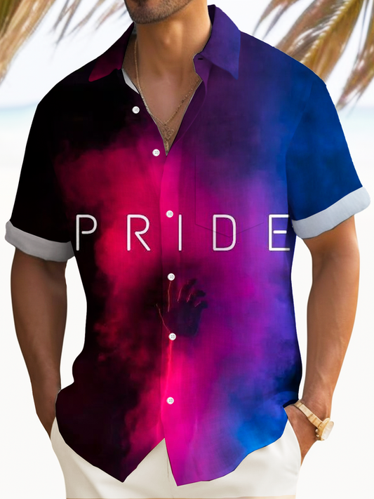 Vintage Pride Month Art Print Men's Button Pocket Short Sleeve Shirt Big & Tall