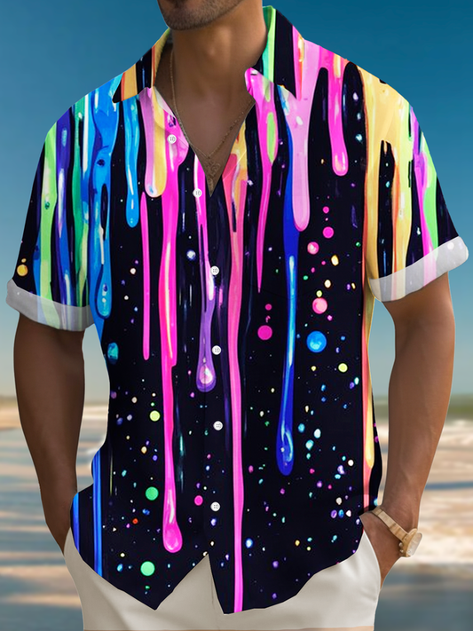 Vintage Pride Month Art Print Men's Button Pocket Short Sleeve Shirt Big & Tall