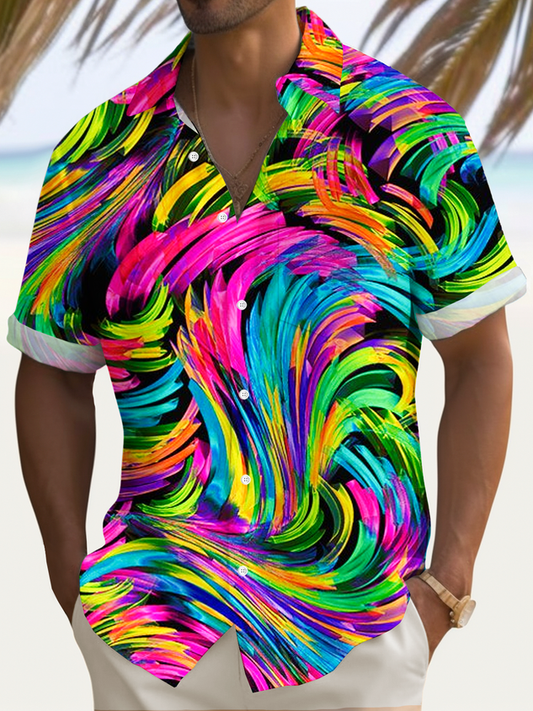 Vintage Pride Month Art Print Men's Button Pocket Short Sleeve Shirt Big & Tall