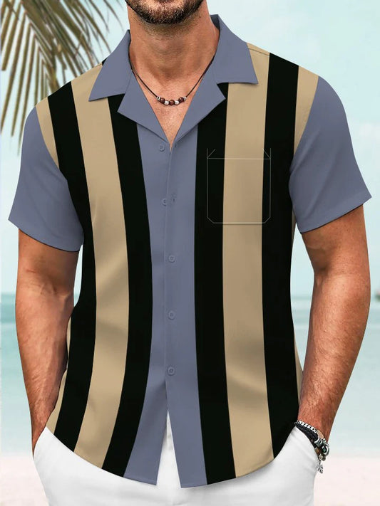Summer Tropical Men's Button Pocket Short Sleeve Shirt