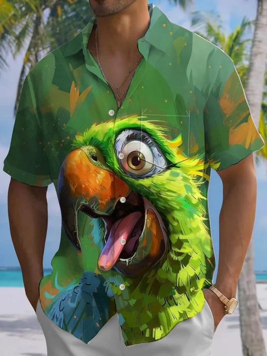 Summer Tropical Men's Button Pocket Short Sleeve Shirt