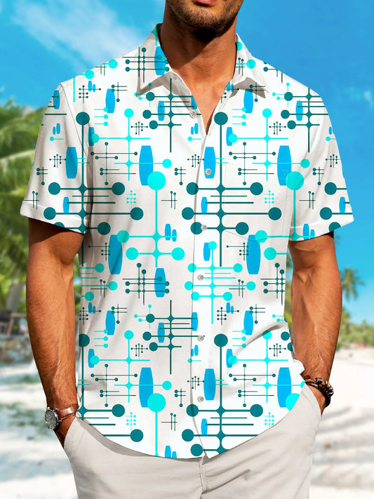 Summer Tropical Men's Button Pocket Short Sleeve Shirt