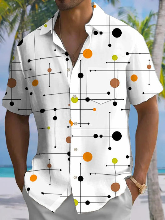 Summer Tropical Men's Button Pocket Short Sleeve Shirt