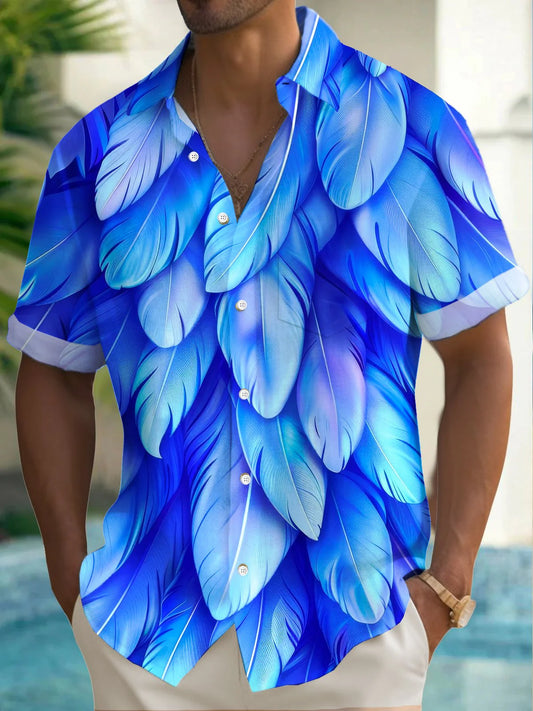 Summer Tropical Men's Button Pocket Short Sleeve Shirt