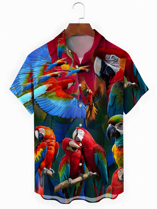 Parrot Men's Button Pocket Short Sleeve Shirt