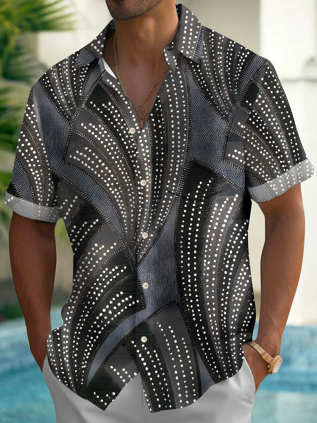 Geometry Men's Button Pocket Short Sleeve Shirt