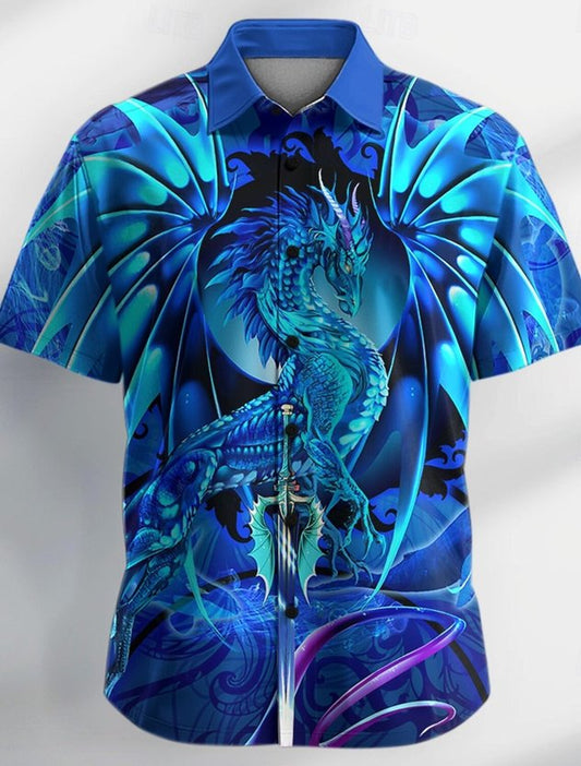 Vintage Series Dragonsword SEABLADE Ruth Thompson Nina Nylander Print Men's Button Pocket Short Sleeve Shirt