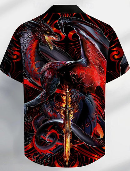 Vintage Series Dragonsword SEABLADE Ruth Thompson Nina Nylander Print Men's Button Pocket Short Sleeve Shirt
