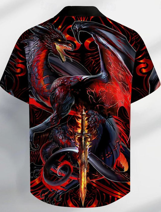 Vintage Series Dragonsword SEABLADE Ruth Thompson Nina Nylander Print Men's Button Pocket Short Sleeve Shirt