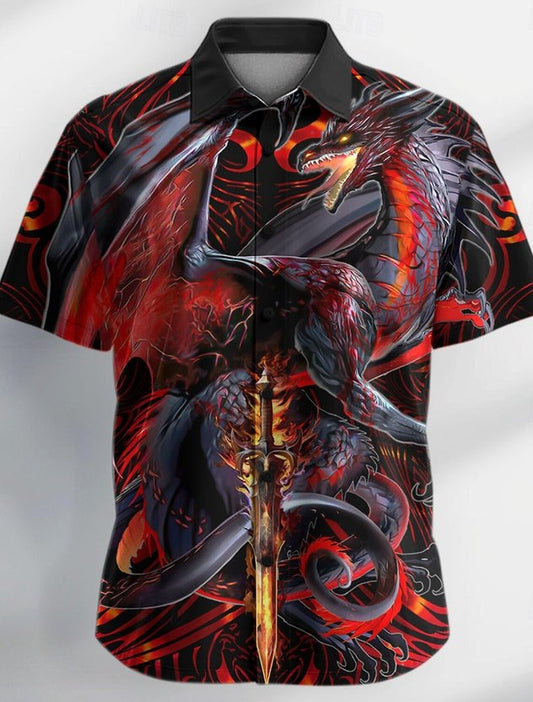 Vintage Series Dragonsword SEABLADE Ruth Thompson Nina Nylander Print Men's Button Pocket Short Sleeve Shirt