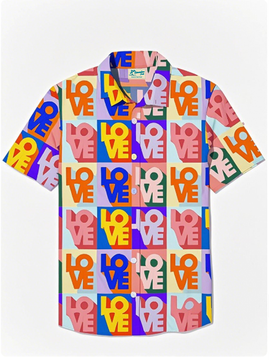 Vintage Pride Month Art Print Men's Button Pocket Short Sleeve Shirt Big & Tall